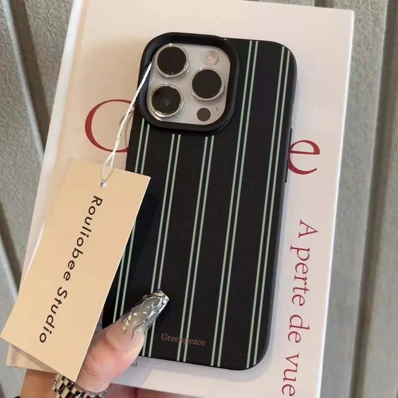 The Green Stripe Lichee Pattern iPhone Case