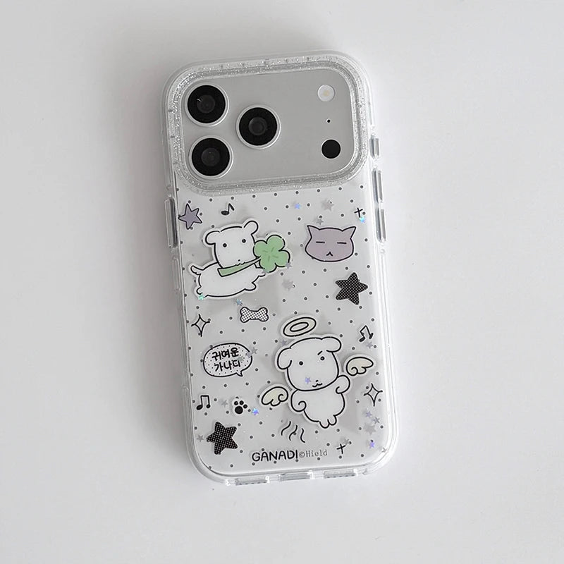 Puppy Polka Dots Glitter iPhone Case