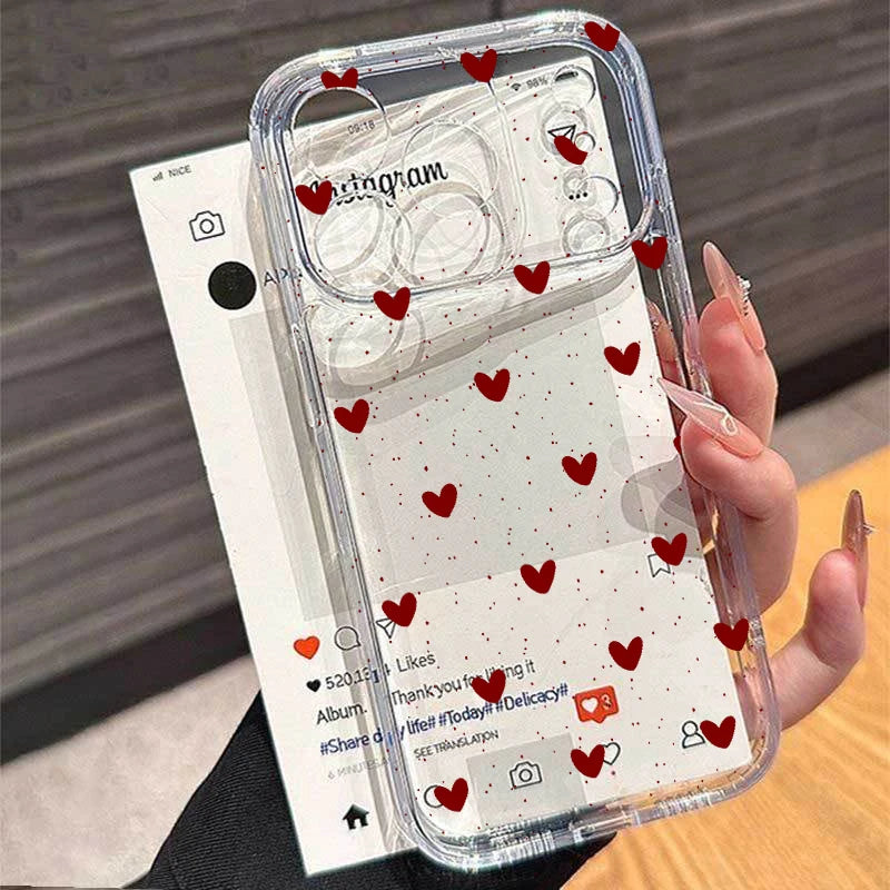 Simple Love Heart Bow Polka Dot Clear iPhone Case