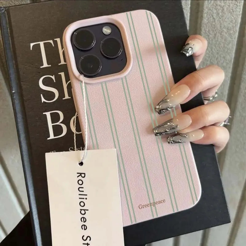 The Green Stripe Lichee Pattern iPhone Case