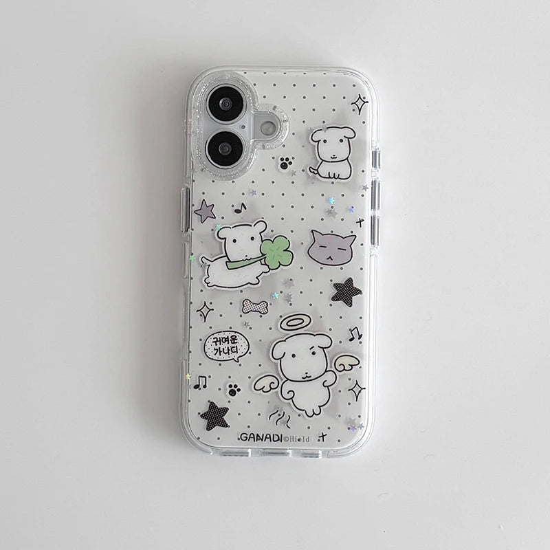 Puppy Polka Dots Glitter iPhone Case