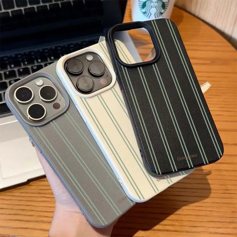 The Green Stripe Lichee Pattern iPhone Case