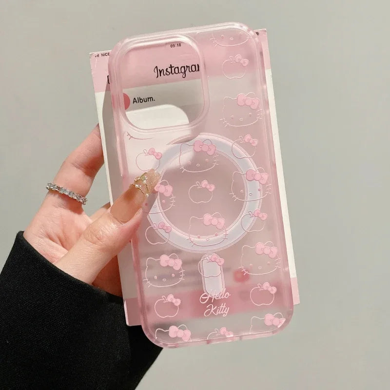Cute Hello Kitty Magnetic Magsafe Wireless Charge iPhone Case