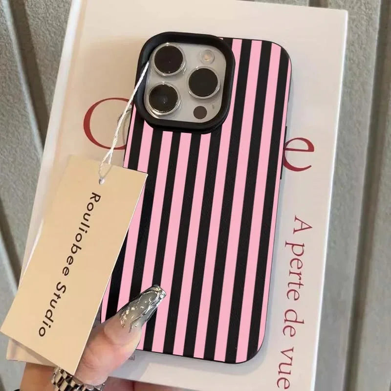 Colorful Striped Minimalist INS Couple iPhone Case