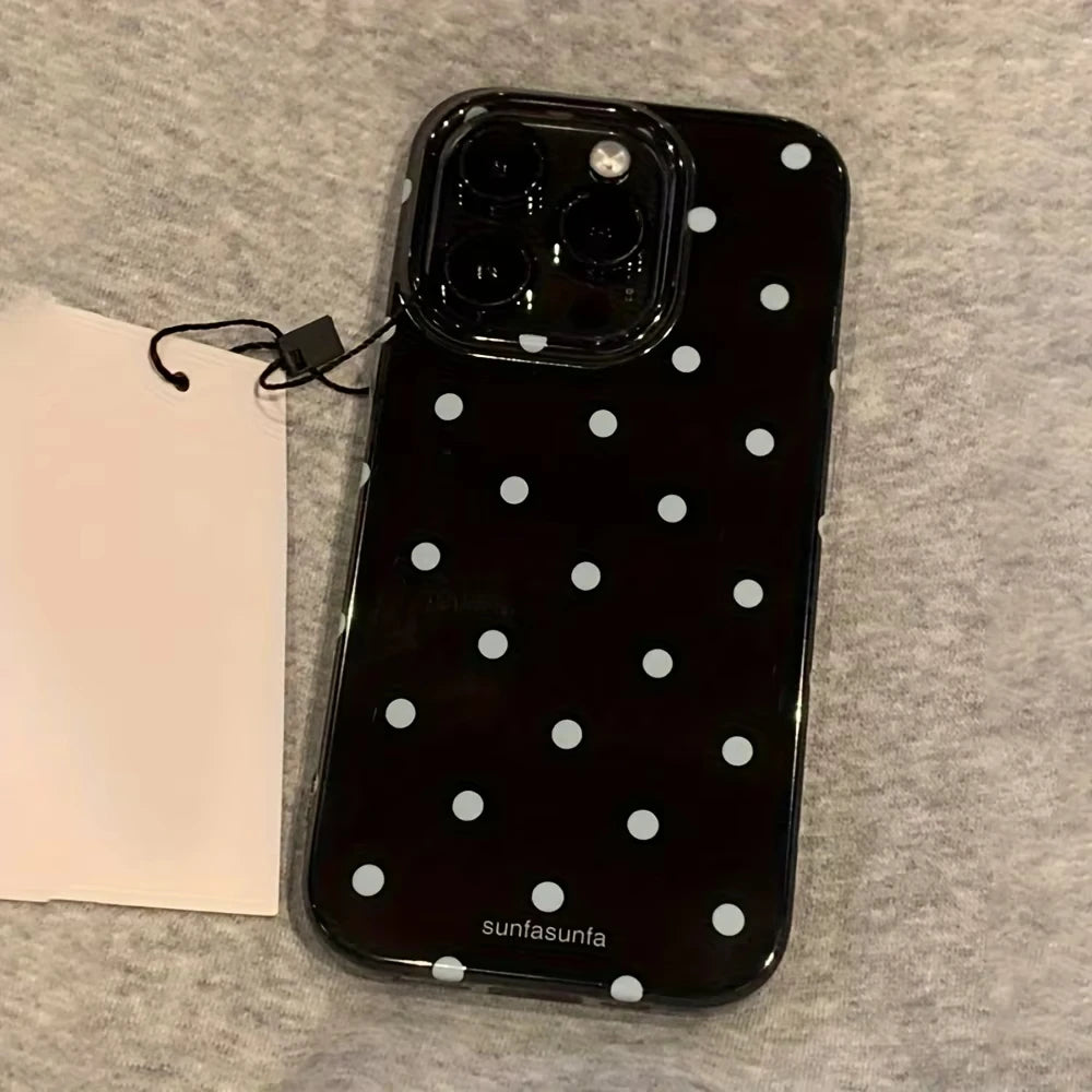 Fashion Black White Polka Dot Pattern iPhone Case